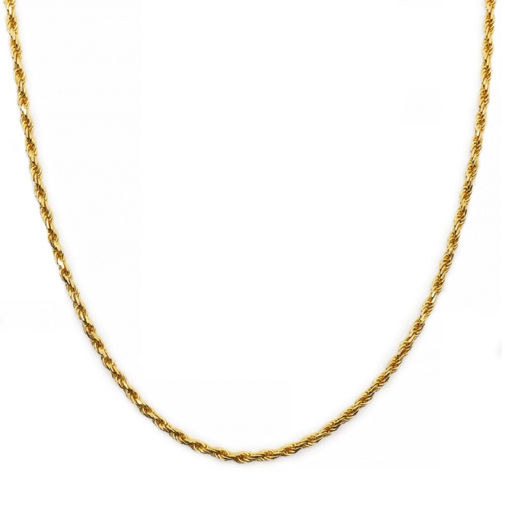 14K solid gold rope necklace